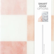 Smart Edge peel and stick backsplash tile Damier Petra white and pink Smart Tiles