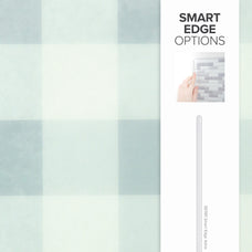 smart edge peel and stick backsplash tiles Damier Vichy blue White Smart Tiles