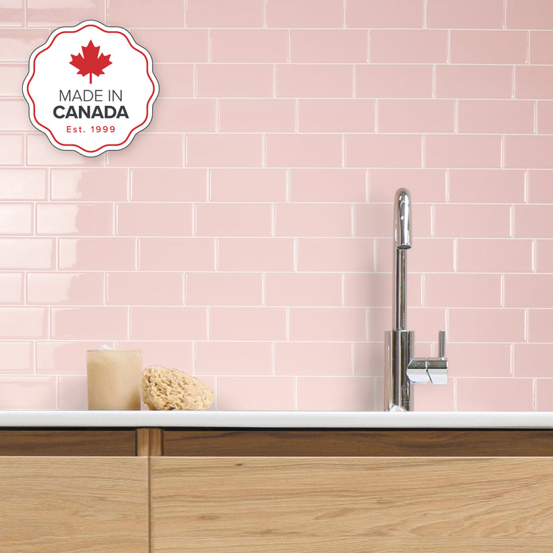 METRO Pink peel and stick backsplash tile smart tiles for kitchen, bathroom, vr and fireplace