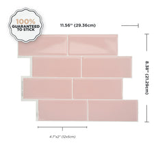 Dimensions peel and stick backsplash tiles METRO Pink Smart Tiles