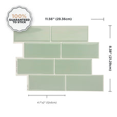 Dimensions peel and stick backsplash tiles METRO Green Smart Tiles