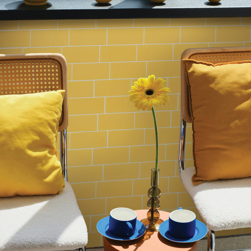 METRO Yellow peel and stick backsplash tile smart tiles for kitchen, bathroom, vr and fireplace