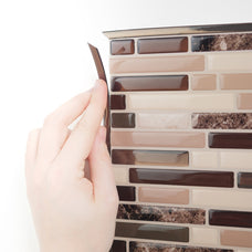 Bathroom peel and stick backsplash tile Smart Edge brown Smart Tiles