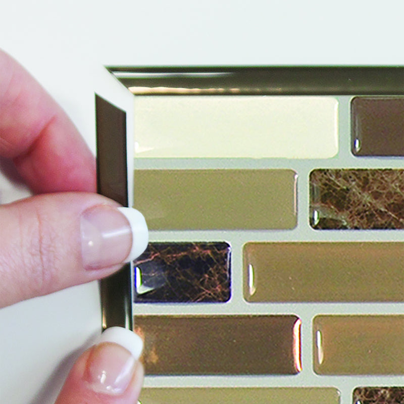 Smart Edge brown peel and stick backsplash tile smart tiles for kitchen, bathroom, vr and fireplace