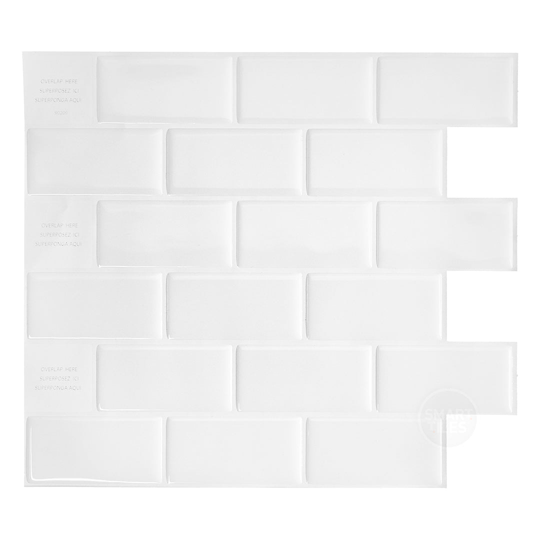 Subway White peel and stick backsplash tile smart tiles for kitchen, bathroom, vr and fireplace