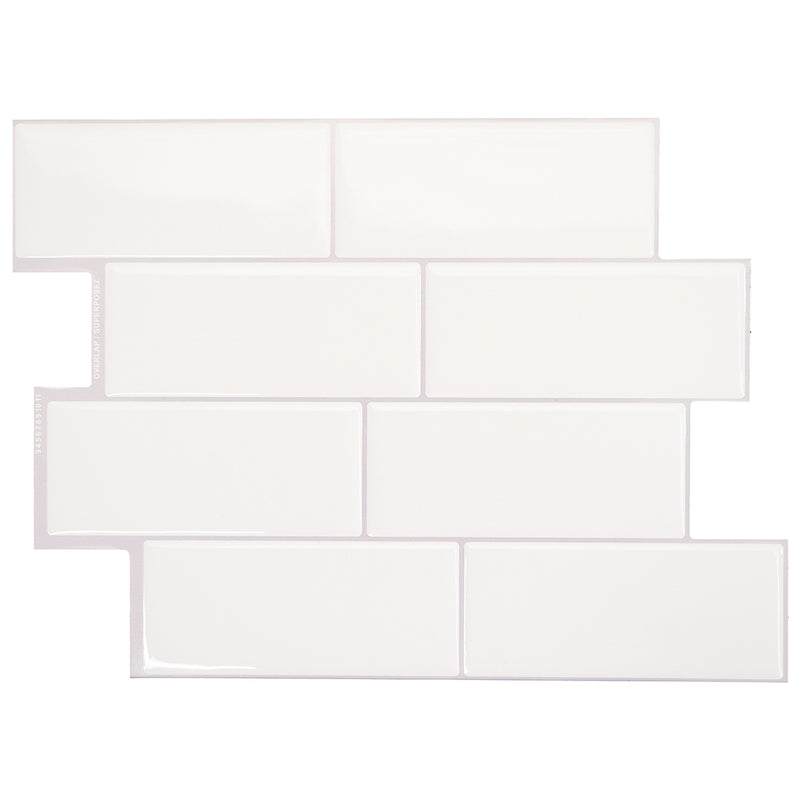 METRO White peel and stick backsplash tile smart tiles for kitchen, bathroom, vr and fireplace