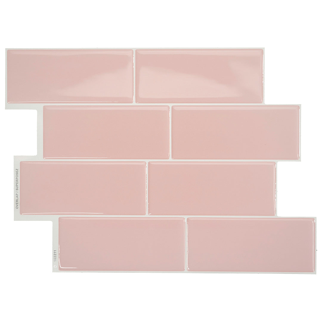 METRO Pink peel and stick backsplash tile smart tiles for kitchen, bathroom, vr and fireplace