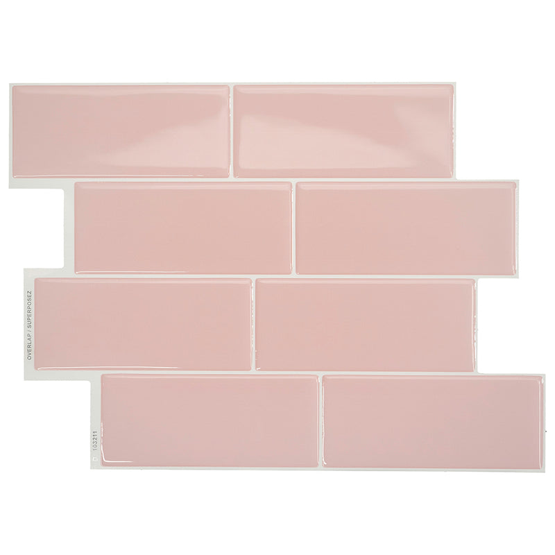 METRO Pink peel and stick backsplash tile smart tiles for kitchen, bathroom, vr and fireplace