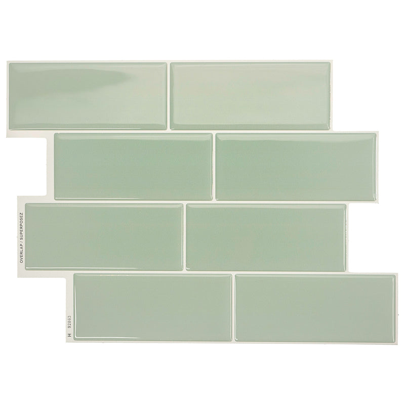 METRO Green peel and stick backsplash tile smart tiles for kitchen, bathroom, vr and fireplace