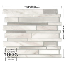 Dimensions peel and stick backsplash tiles MILANO Grey Smart Tiles