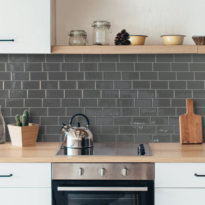 METRO Grey peel and stick backsplash tile smart tiles for kitchen, bathroom, vr and fireplace