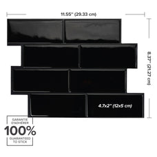 Dimensions peel and stick backsplash tiles METRO Black Smart Tiles