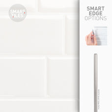 Smart Edge peel and stick backsplash tiles METRO White Smart Tiles