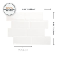 Dimensions peel and stick backsplash tiles METRO White Smart Tiles