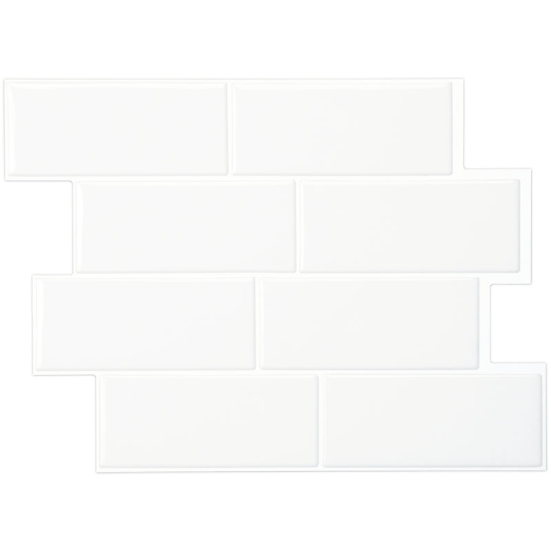 METRO White peel and stick backsplash tile smart tiles for kitchen, bathroom, vr and fireplace