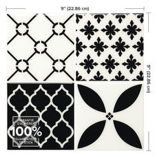 Dimensions peel and stick backsplash tile Vintage black and white Smart Tiles