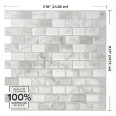 Dimensions peel and stick backsplash tiles RAVENNA Grey, White Smart Tiles