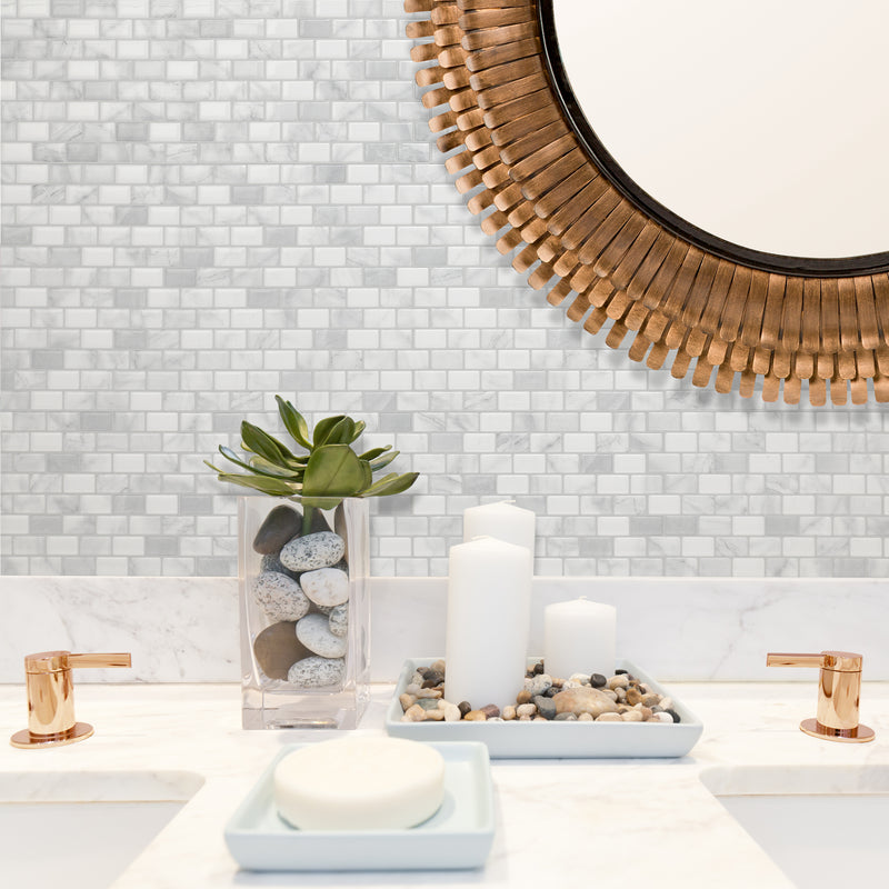 RAVENNA Grey, White peel and stick backsplash tile smart tiles for kitchen, bathroom, vr and fireplace