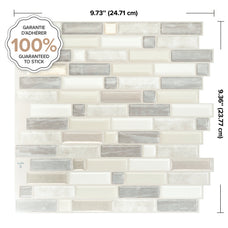 dimensions peel and stick backsplash tiles CRESCENDO Ivory Smart Tiles