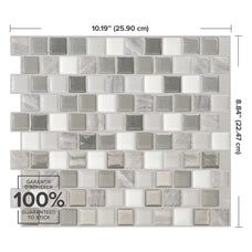 Dimensions peel and stick backsplash tiles BRIXIA Grey, White Smart Tiles