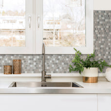 kitchen peel and stick backsplash tiles BRIXIA Grey, White Smart Tiles