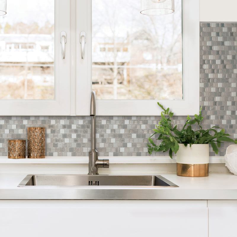 BRIXIA Grey, White peel and stick backsplash tile smart tiles for kitchen, bathroom, vr and fireplace