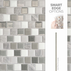 smart edge peel and stick backsplash tiles BRIXIA Grey, White Smart Tiles