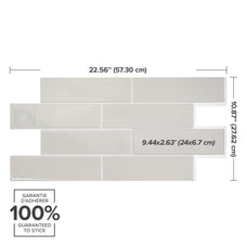 Dimensions peel and stick backsplash tiles XL OSLO Grey Smart Tiles