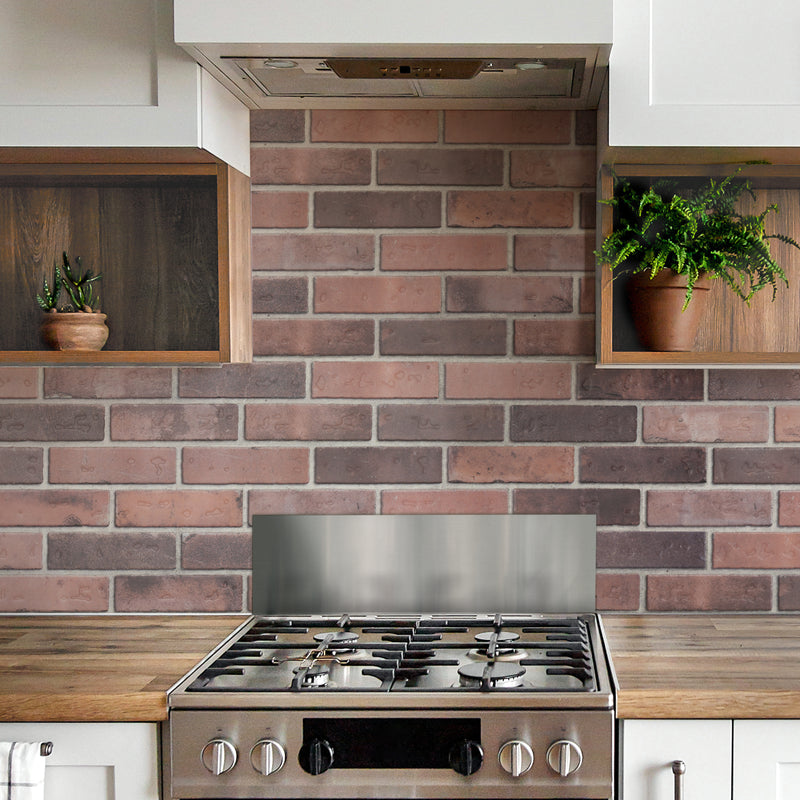 BRIK Red peel and stick backsplash tile smart tiles for kitchen, bathroom, vr and fireplace