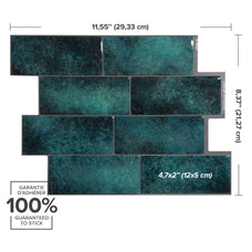 Dimensions peel and stick backsplash tiles METRO Green Smart Tiles