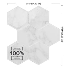 kitchen, bathroom peel and stick backsplash tiles HEXAGONE White Smart Tiles