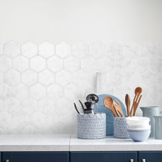 HEXAGONE White peel and stick backsplash tile smart tiles for kitchen, bathroom, vr and fireplace