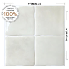 Dimensions peel and stick backsplash tile Zellige white Smart Tiles