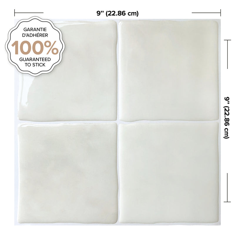 Zellige white peel and stick backsplash tile smart tiles for kitchen, bathroom, vr and fireplace