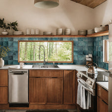 Kitchen peel and stick backsplash tile Zellige turquoise Smart Tiles