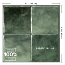 Dimensions peel and stick backsplash tile Zellige green Smart