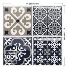 Dimensions peel and stick backsplash tile Vintage dark blue and beige Smart Tiles