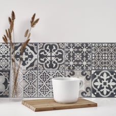 Kitchen peel and stick backsplash tile Vintage dark blue and beige Smart Tiles