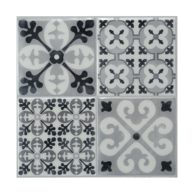 Vintage grey and black peel and stick backsplash tile smart tiles for kitchen, bathroom, vr and fireplace