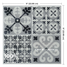Dimensions peel and stick backsplash tile Vintage grey and black Smart Tiles