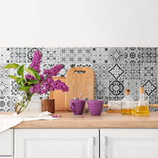 Kitchen peel and stick backsplash tile Vintage grey and black Smart Tiles
