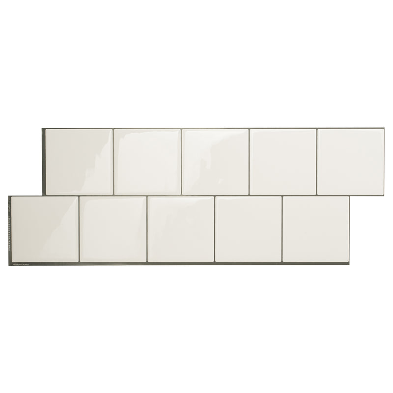 Square white peel and stick backsplash tile smart tiles for kitchen, bathroom, vr and fireplace