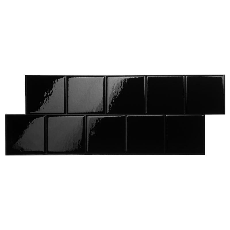 Square black peel and stick backsplash tile smart tiles for kitchen, bathroom, vr and fireplace