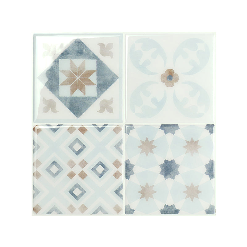 VINTAGE Blue, Brown, White peel and stick backsplash tile smart tiles for kitchen, bathroom, vr and fireplace