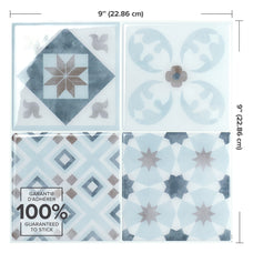 Dimensions peel and stick backsplash tiles VINTAGE Blue, Brown, White Smart Tiles