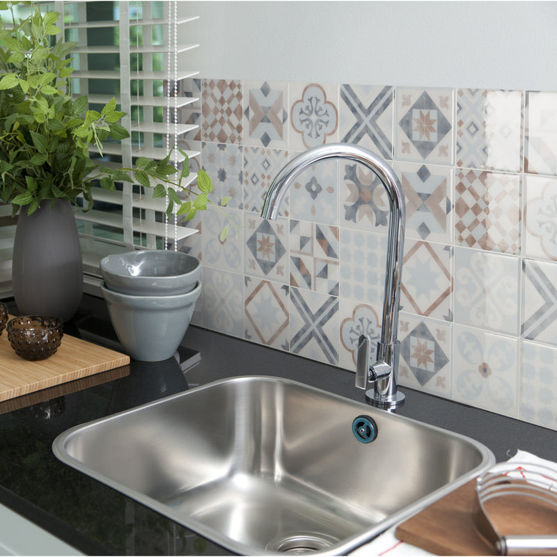 VINTAGE Blue, Brown, White peel and stick backsplash tile smart tiles for kitchen, bathroom, vr and fireplace