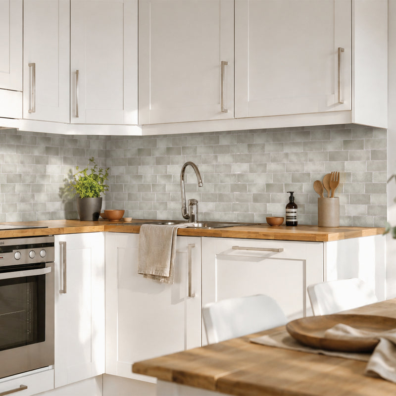 METRO Beige peel and stick backsplash tile smart tiles for kitchen, bathroom, vr and fireplace