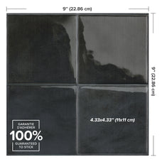 Dimensions peel and stick backsplash tile Zellige black Smart Tiles