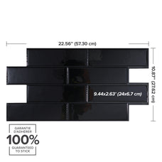 Dimensions peel and stick backsplash tiles XL Oslo Black Smart Tiles