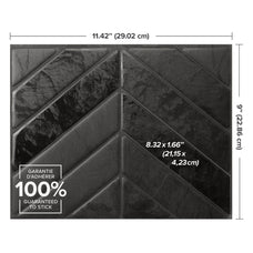 Dimensions peel and stick backsplash tile Chevron herringbone black Smart Tiles